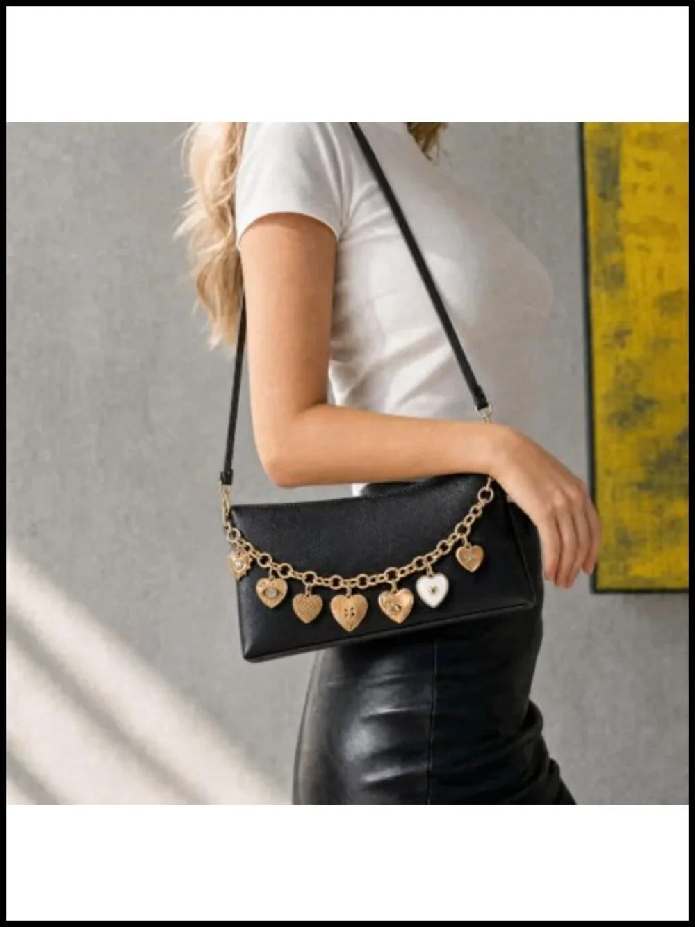 Gold Plated Heart Charm Purse Chain Bag Extender Keychain Accessory Gift